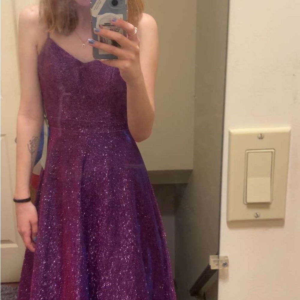 JCPenney Purple Sequin Embellished Prom Dress